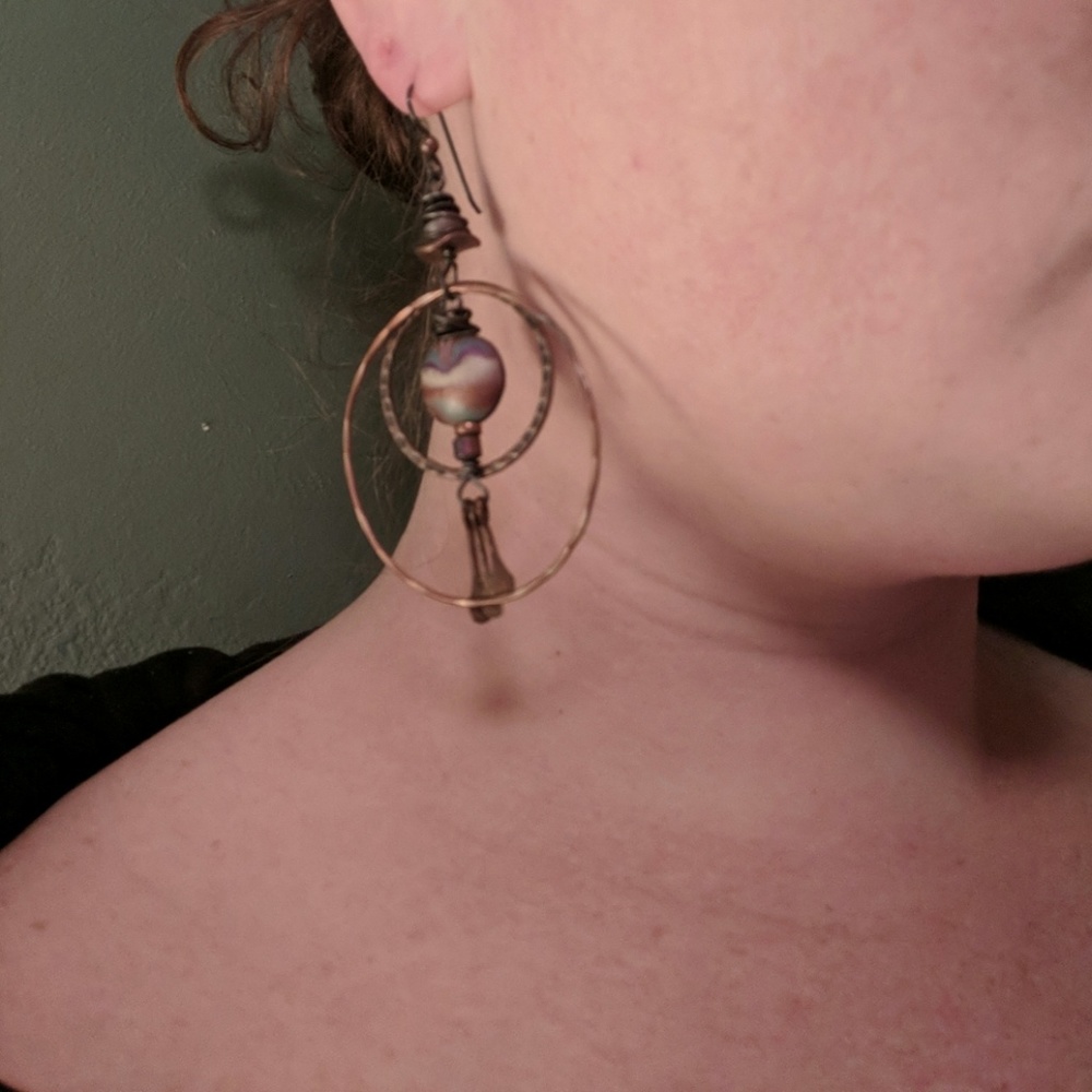 Copper earrings - Picture 2 of 2